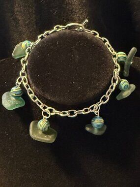 Caribbean Drift – Puerto Rico Sea Glass Charm Bracelet